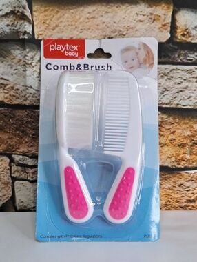 Playtex Baby White and Pink Comb & Brush Grooming Set
